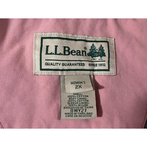 L.L. Bean Corduroy Trim Chore Barn Jacket Canvas Coat sz 2X color pale pink RARE - Picture 2 of 8